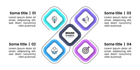 Infographic template. 4 squares connected by a line