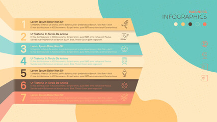Seven days, steps or stages. Vector template for infographics and the like. Vintage colors can be easily replaced