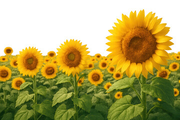 Obraz premium Sunflowers field growing on transparent background