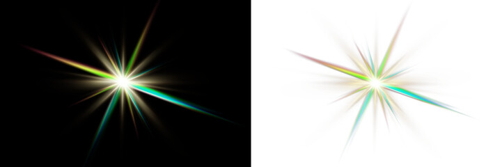 Vector transparent sunlight with sun glare. Overlay, Sun rays and glare, Sun, sunrays, light transitions, lens flare, light leaks and glare in PNG format. PNG sunlight flare. Golden flash and glare.