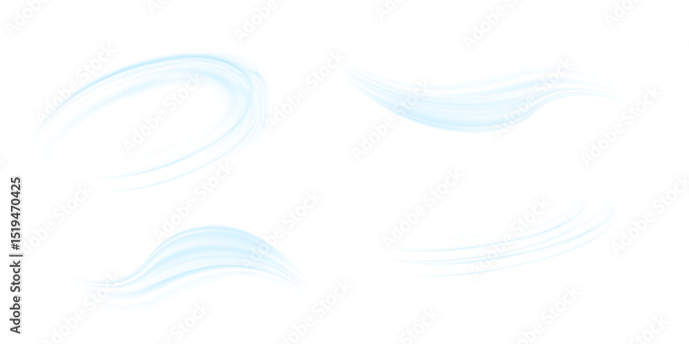 Fototapete air flow set of vector elements on a white background. abstract light effect blowing from an air con