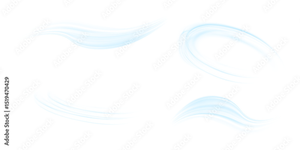Fototapete air flow set of vector elements on a white background. abstract light effect blowing from an air con