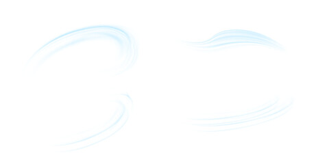 Fototapeta na wymiar Air flow set of vector elements on a white background. Abstract light effect blowing from an air conditioner, purifier or humidifier. Dynamic blurred flow motion