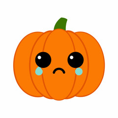 Crying Sad Pumpkin Cartoon Face