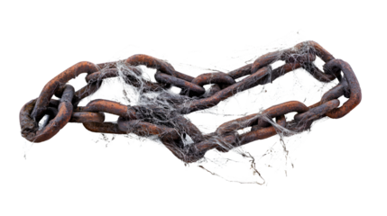 Creepy Old Rusted Chains with Cobwebs Isolated on Tranasparent Background