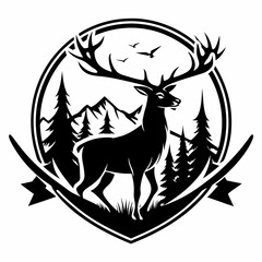 Majestic Deer in Forest Emblem Design