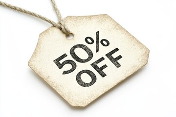 Vintage label with 50 percent off text