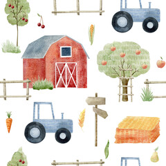 Watercolor farm pattern.