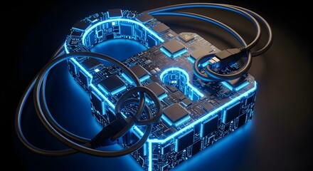 Digital Lock with Glowing Circuitry