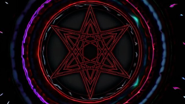 Fantasy Pentagram Logo in Red and Black