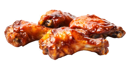 Delicious BBQ Chicken Wings Isolated on Tranasparent Background for Food Photography Projects