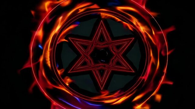 Glowing Red Pentagram with Fiery Aura