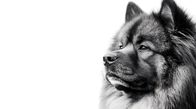 Professional Black and White Portrait of Chow Chow Dog for Design Projects