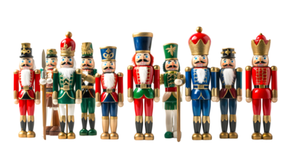 Elegant Christmas Nutcracker Toy Soldiers Isolated on Tranasparent Background