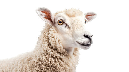 Close up Tilted Angle Lleyn Sheep Breed Isolated