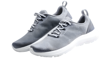 Stylish Grey Mesh Running Shoes with White Soles for Active Lifestyle