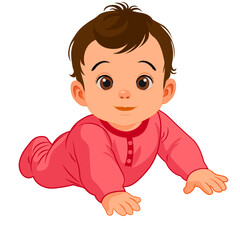 baby crawling in pink clothes vector