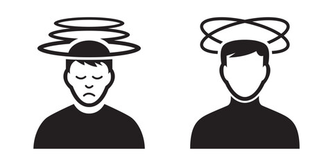 Vector artwork of dizzy man silhouettes