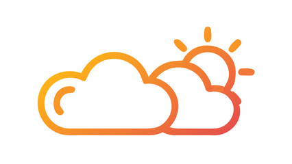 Weather forecast icon depicting clouds and sun in bright colors for sunny day predictions