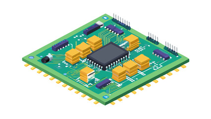 Detailed view of a microcontroller chip used in electronics applications for various devices and systems