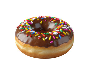 Chocolate Donut with Sprinkles, Isolated Transparent Background