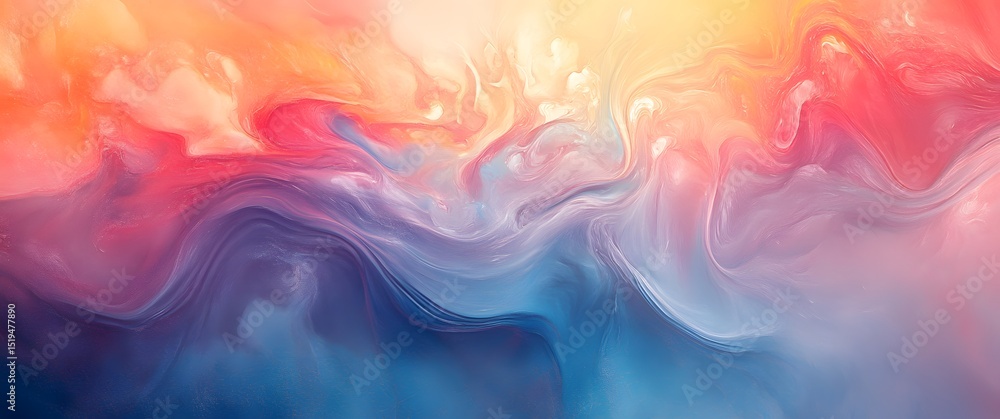 Poster abstract background with colorful gradient waves and fluid shapes, soft lighting creating gentle sha