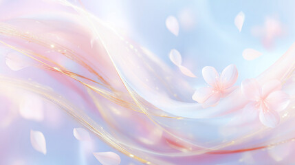桜の花びらが舞うピンクウォーターの幻想背景