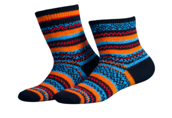 Colorful Striped Socks, Isolated Transparent Background