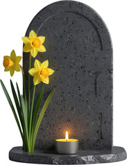 Dark Gray Tombstone, Isolated Transparent Background, Memorial Design Element