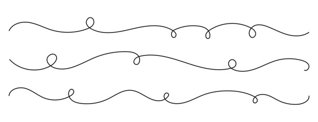 Naklejka premium Set of squiggle loopy line vector decoration elements 