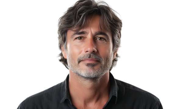 Middle Aged Man Portrait Isolated on Tranasparent Background - Professional Headshot of Mature Male