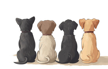 Dibujo de perros de espalda