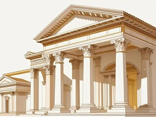 Fototapeta premium classic roman style building with symmetrical pillars