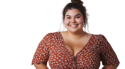 Happy Plus Size Young Girl Smiling in Portrait Standing Pose