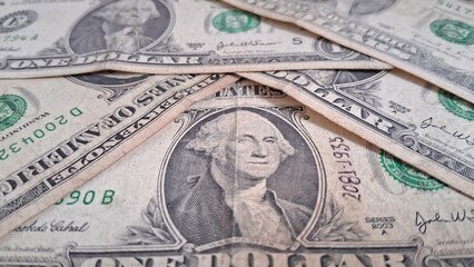 United States money, one dollar bills