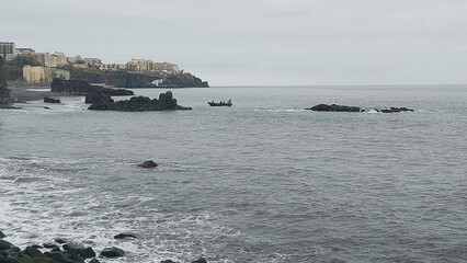 travel, madeira, island, tourism, shore, landscape, sand, sky, clouds, sea, water, peace, waves, destination, beach, nature, love, zen, blue, outdoor