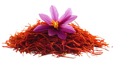 Vibrant Saffron Spice Isolated on Tranasparent Background for Culinary Designs and Food Concepts