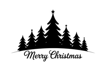 Fototapeta premium Merry christmas trees silhouette vector graphic art