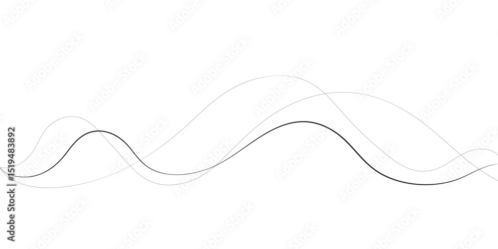 Poster technology abstract lines on white background. undulate grey wave swirl, frequency sound wave, twist