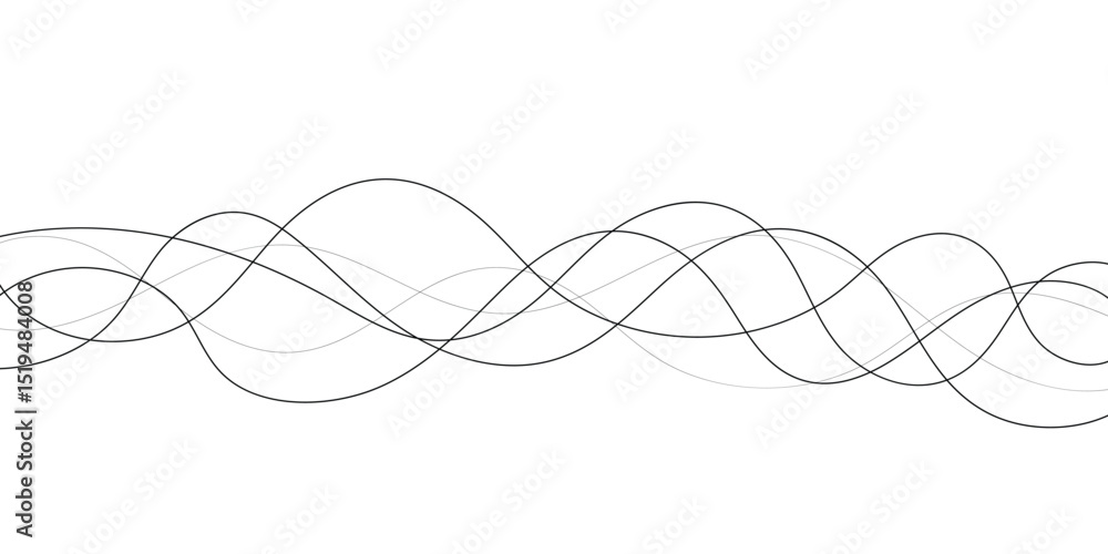 Poster technology abstract lines on white background. undulate grey wave swirl, frequency sound wave, twist