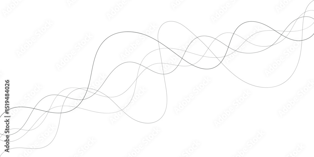 Poster technology abstract lines on white background. undulate grey wave swirl, frequency sound wave, twist