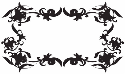 dark gothic floral frame, intricate swirling design, ornate flourishes, blackwork, black and white, gothic fantasy, mystical, digital art
