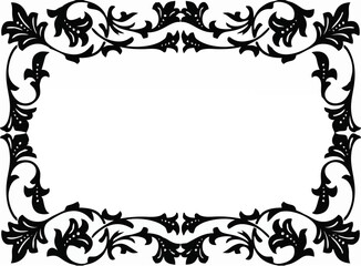 intricate floral ornate border frame, black and white, elegant victorian design, symmetrical, highly detailed, high contrast, elegant, decorative
