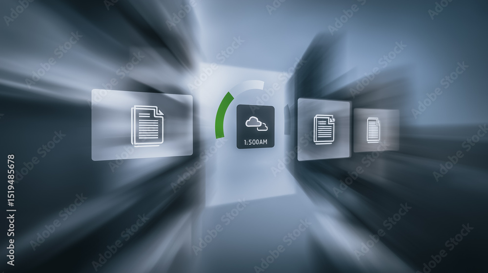 Poster digital cloud data flow: futuristic image illustrating data transfer and cloud computing. showing fi