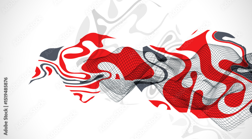 Fototapete The abstract wave is made in a frame style. Template for science and technology presentation. Vector art.