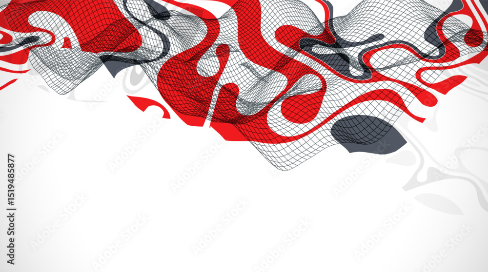 Fototapete The abstract wave is made in a frame style. Template for science and technology presentation. Vector art.