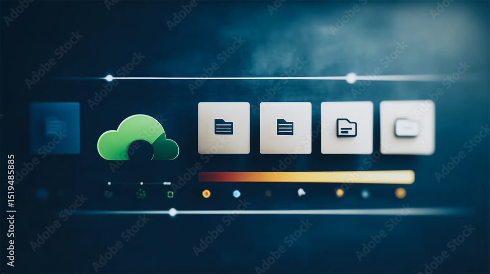 Poster digital cloud data icons: a sleek digital illustration showcasing a cloud with related file icons, v