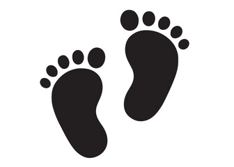 baby feet logo silhouette vector, baby foot logo icon vector silhouette, foot print vector illustration logo, silhouette of baby footprints icon vector silhouette design on white background