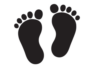 baby feet logo silhouette vector, baby foot logo icon vector silhouette, foot print vector illustration logo, silhouette of baby footprints icon vector silhouette design on white background
