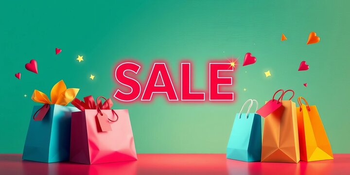 Big sale banner with vibrant flash icon, shopping bags and sale tags,   flash sale banner,   website